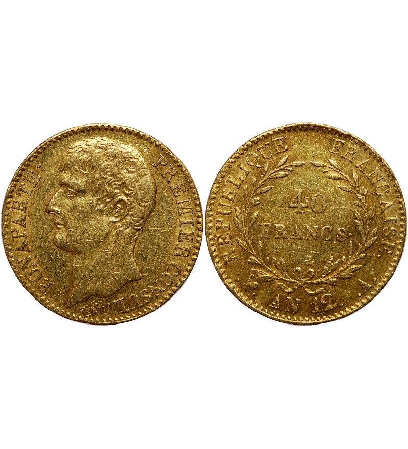 40 FRANCS OR BONAPARTE 1er CONSUL AN 12 A PARIS﻿