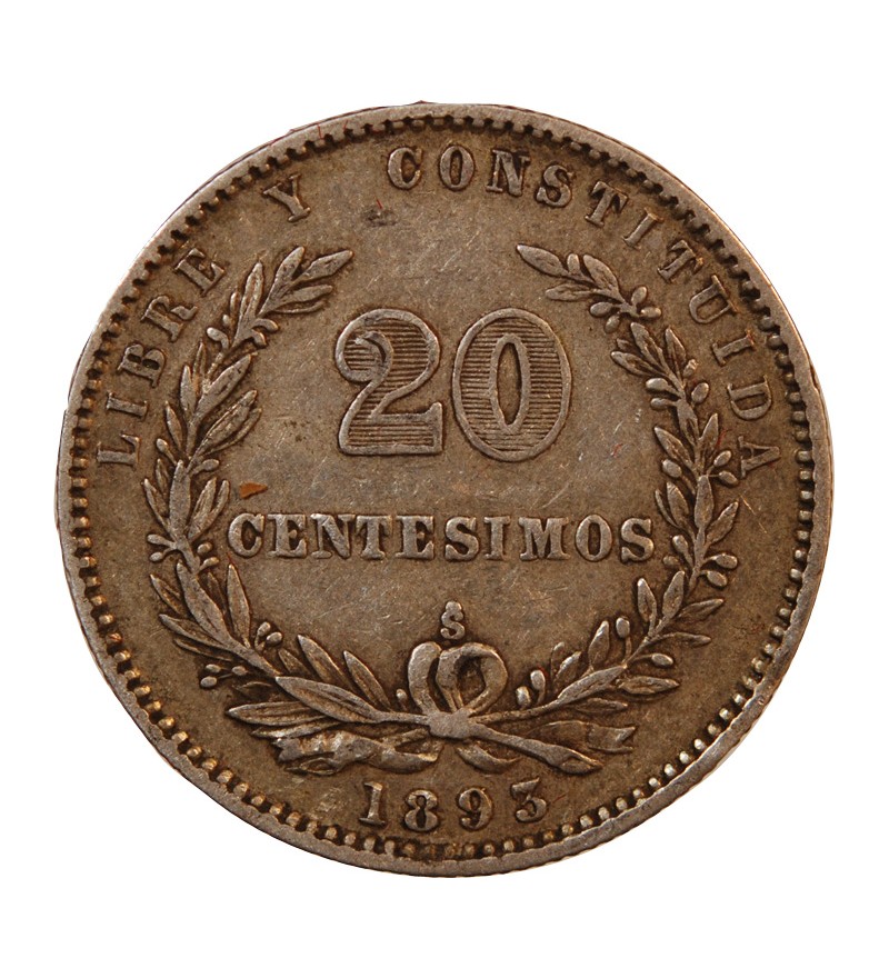 URUGUAY - 20 CENTESIMOS ARGENT 1893 So