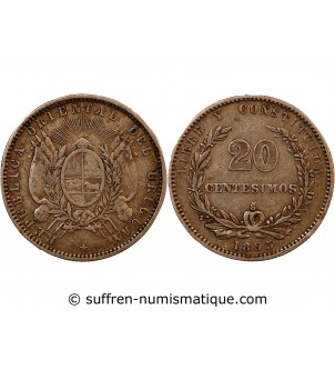 URUGUAY - 20 CENTESIMOS ARGENT 1893 So