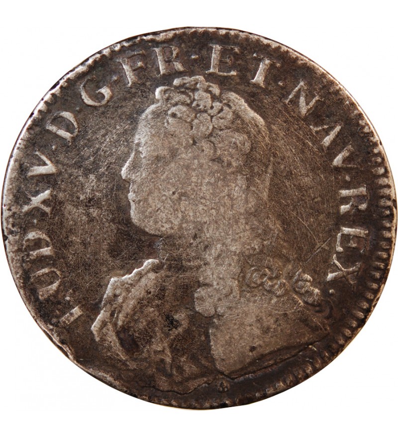 LOUIS XV - ECU ARGENT AUX BRANCHES D'OLIVIER 1728 D LYON