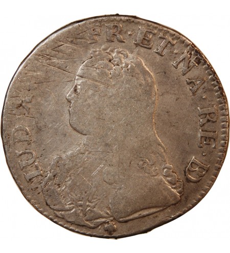 LOUIS XV - ECU DE BÉARN ARGENT AUX BRANCHES D'OLIVIER 1734 PAU