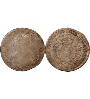 LOUIS XV - ECU DE BÉARN ARGENT AUX BRANCHES D'OLIVIER 1734 PAU 2