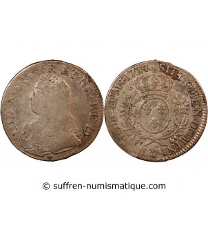 LOUIS XV - ECU DE BÉARN ARGENT AUX BRANCHES D'OLIVIER 1734 PAU