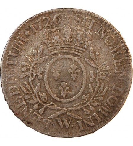 LOUIS XV - ECU ARGENT AUX BRANCHES D'OLIVIER 1726 W LILLE