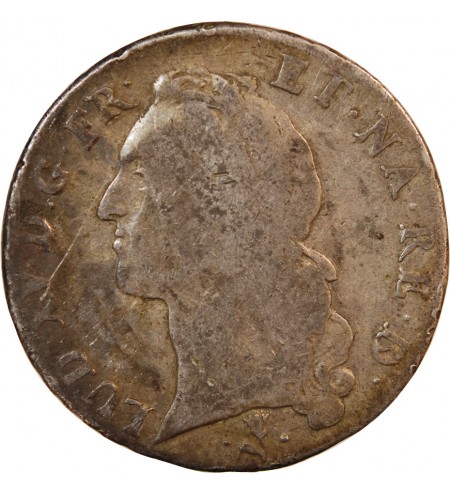 LOUIS XV - ECU ARGENT AU BANDEAU 1757 Q PERPIGNAN - R2