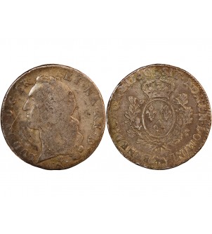 LOUIS XV - ECU ARGENT AU BANDEAU 1757 Q PERPIGNAN - R2 2