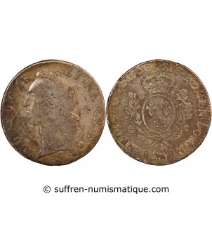 LOUIS XV - ECU ARGENT AU BANDEAU 1757 Q PERPIGNAN - R2