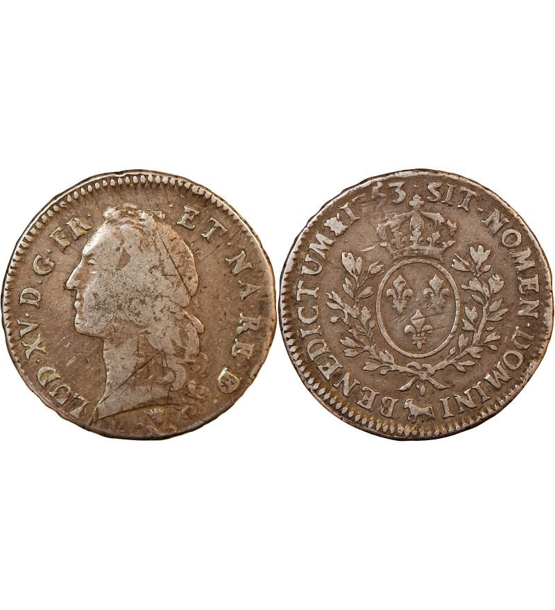 LOUIS XV - ECU DE BÉARN ARGENT AU BANDEAU 1753 PAU - R2