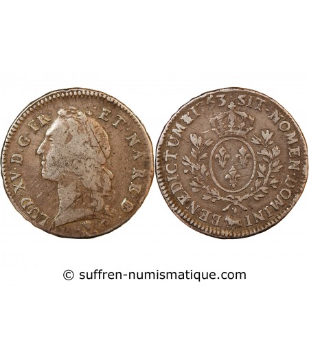 LOUIS XV - ECU DE BÉARN ARGENT AU BANDEAU 1753 PAU - R2