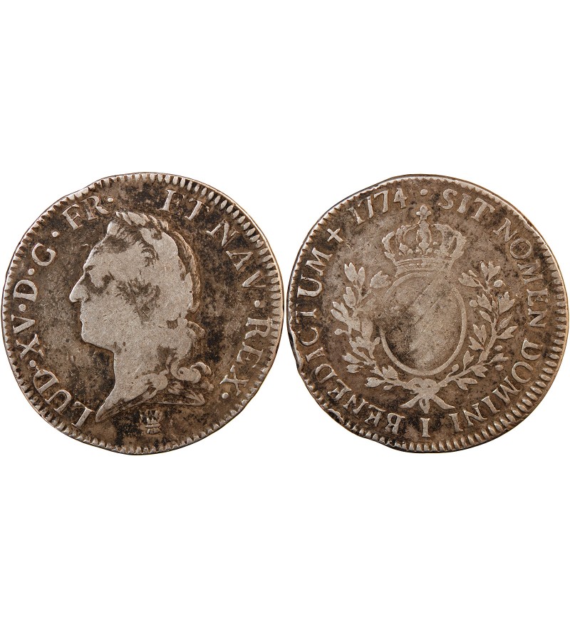 LOUIS XV - ECU ARGENT A LA VIEILLE TÊTE 1774 I LIMOGES - R2