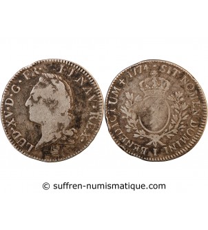 LOUIS XV - ECU ARGENT A LA VIEILLE TÊTE 1774 I LIMOGES - R2