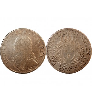 LOUIS XV - ECU ARGENT AUX BRANCHES D'OLIVIER 1727 W LILLE 2