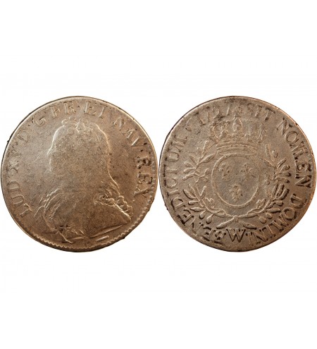 LOUIS XV - ECU ARGENT AUX BRANCHES D'OLIVIER 1727 W LILLE
