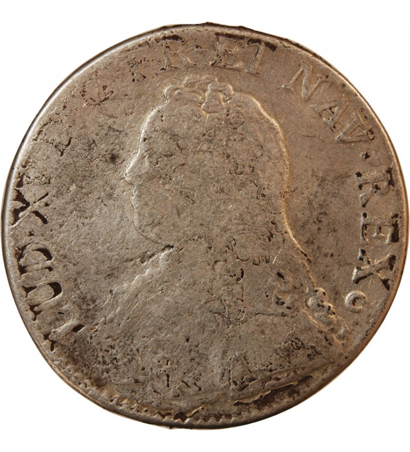 LOUIS XV - ECU ARGENT AUX BRANCHES D'OLIVIER 1727 E TOURS