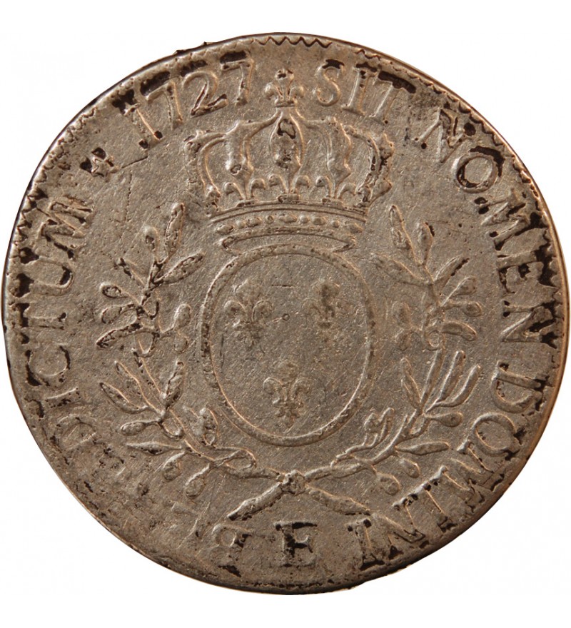 LOUIS XV - ECU ARGENT AUX BRANCHES D'OLIVIER 1727 E TOURS