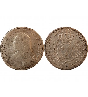 LOUIS XV - ECU ARGENT AUX BRANCHES D'OLIVIER 1727 E TOURS 2