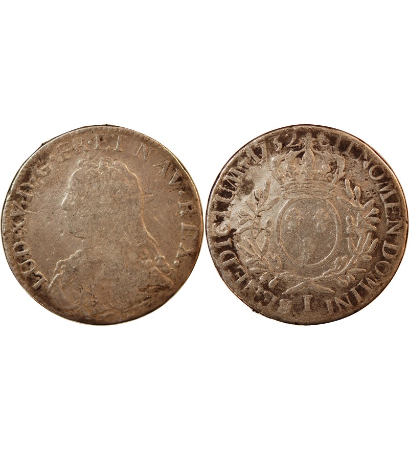 LOUIS XV - ECU ARGENT AUX BRANCHES D'OLIVIER 1732 I LIMOGES - R3