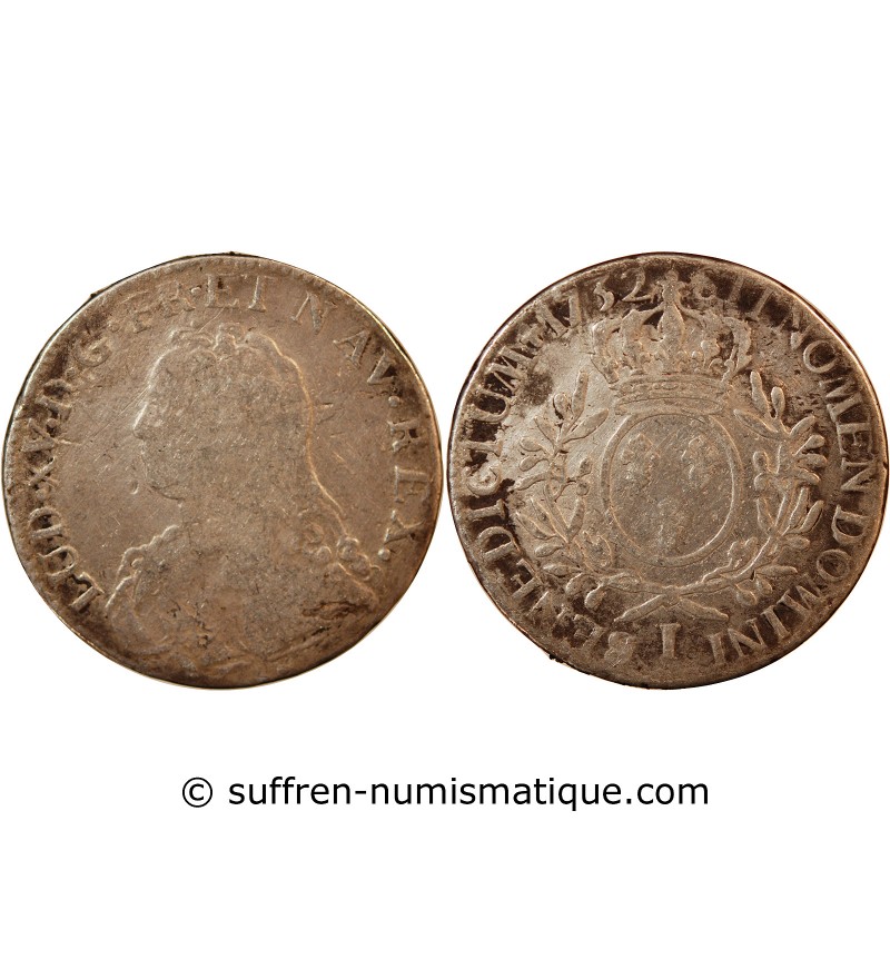 LOUIS XV - ECU ARGENT AUX BRANCHES D'OLIVIER 1732 I LIMOGES - R3