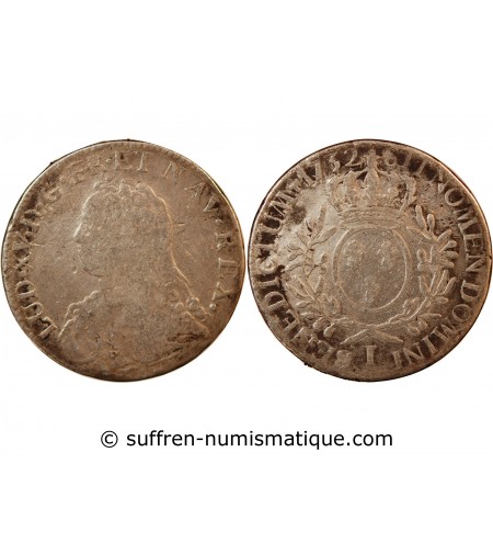 LOUIS XV - ECU ARGENT AUX BRANCHES D'OLIVIER 1732 I LIMOGES - R3