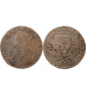 LOUIS XV - ECU ARGENT AUX BRANCHES D'OLIVIER 1736 T NANTES 2