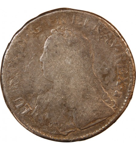 LOUIS XV - ECU ARGENT AUX BRANCHES D'OLIVIER 1726 M TOULOUSE