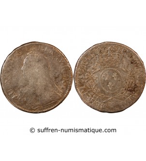 LOUIS XV - ECU ARGENT AUX BRANCHES D'OLIVIER 1726 M TOULOUSE