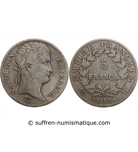 5 FRANCS NAPOLEON I  1811 H LA ROCHELLE