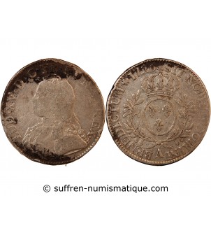 LOUIS XV - ECU ARGENT AUX BRANCHES D'OLIVIER 1726 A PARIS