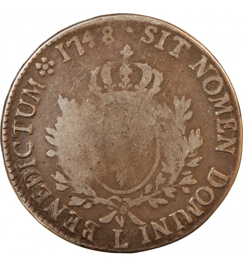 LOUIS XV - ECU ARGENT AU BANDEAU 1748 L BAYONNE - R2