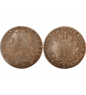 LOUIS XV - ECU ARGENT AU BANDEAU 1748 L BAYONNE - R2 2