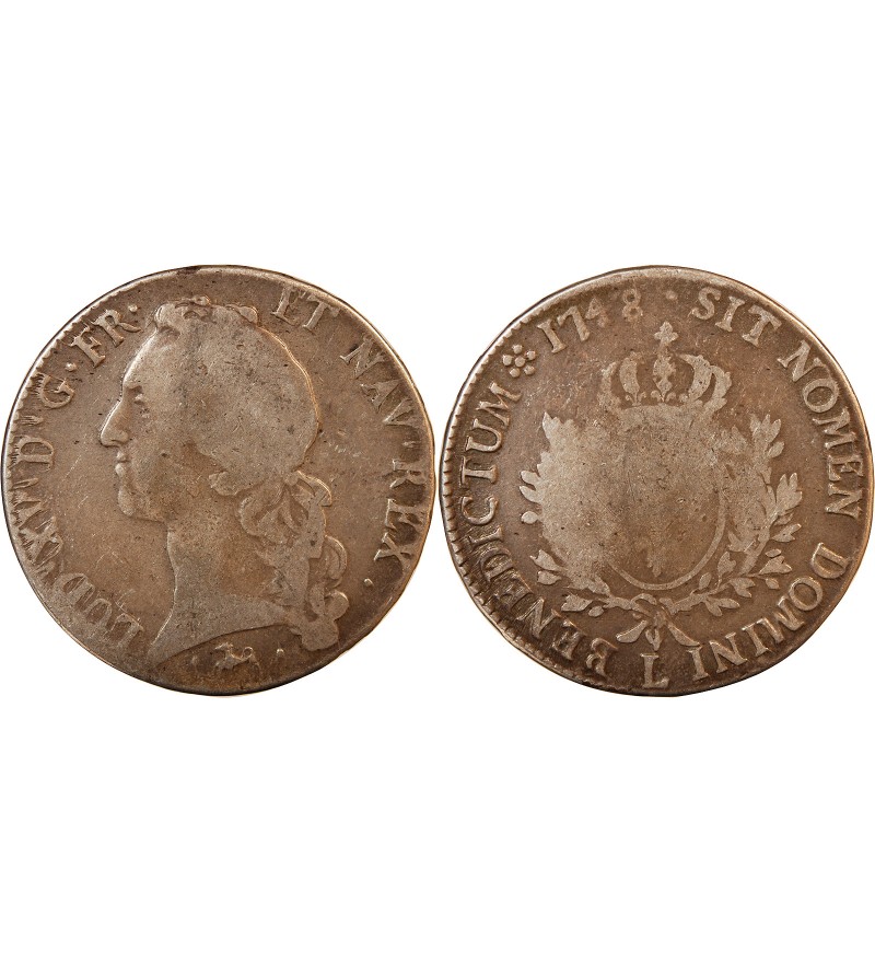 LOUIS XV - ECU ARGENT AU BANDEAU 1748 L BAYONNE - R2