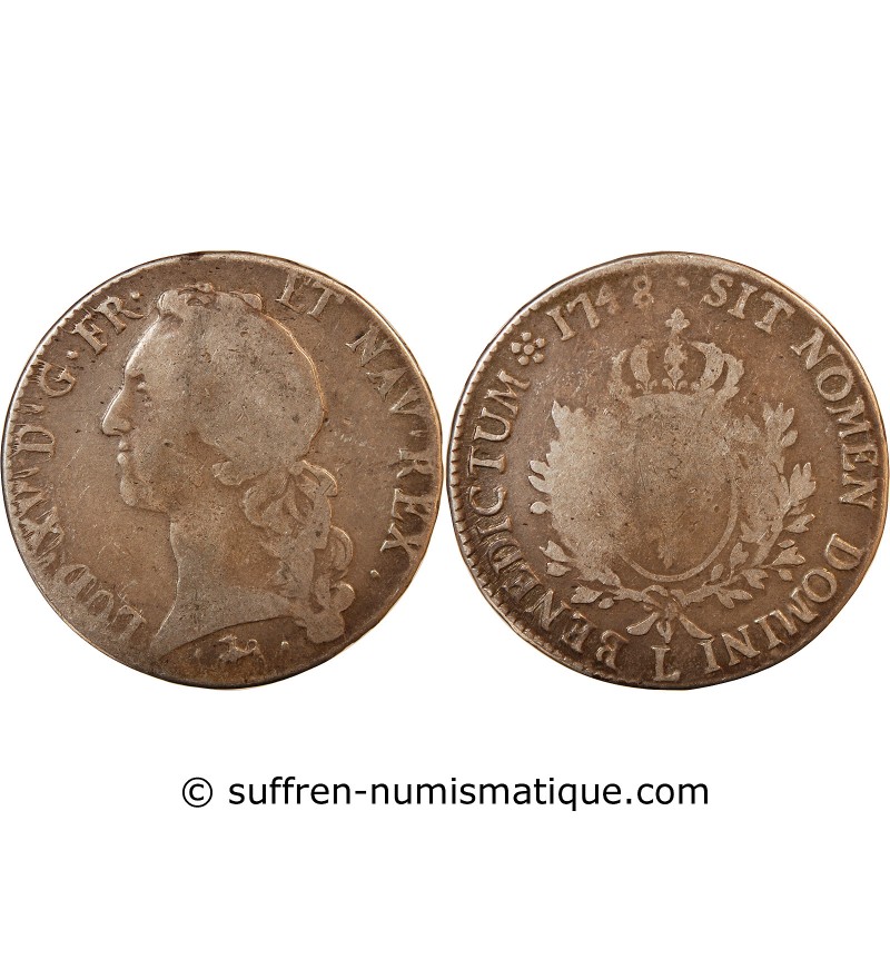 LOUIS XV - ECU ARGENT AU BANDEAU 1748 L BAYONNE - R2