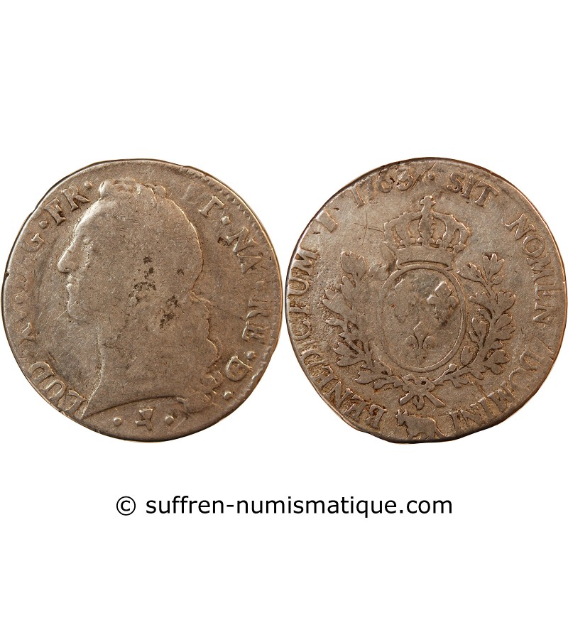 LOUIS XV - ECU DE BÉARN ARGENT AU BANDEAU 1763 PAU