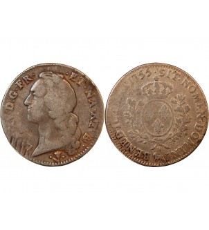 LOUIS XV - ECU DE BÉARN ARGENT AU BANDEAU 1755 PAU 2