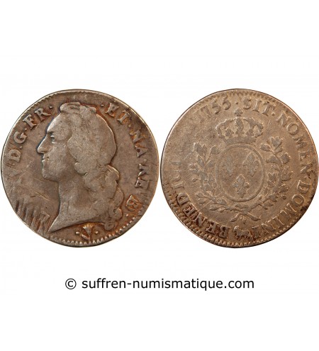 LOUIS XV - ECU DE BÉARN ARGENT AU BANDEAU 1755 PAU