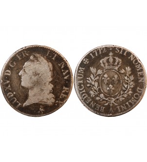 LOUIS XV - ECU ARGENT A LA VIEILLE TÊTE 1772 A PARIS 2