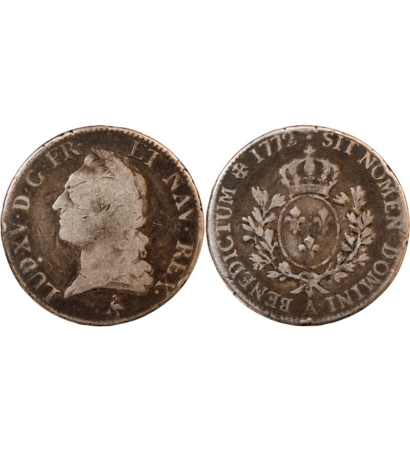 LOUIS XV - ECU ARGENT A LA VIEILLE TÊTE 1772 A PARIS