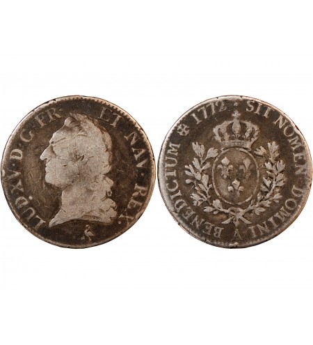 LOUIS XV - ECU ARGENT A LA VIEILLE TÊTE 1772 A PARIS