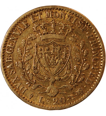 ITALIE, CHARLES FELIX﻿ - 20 LIRE OR 1828 TURIN