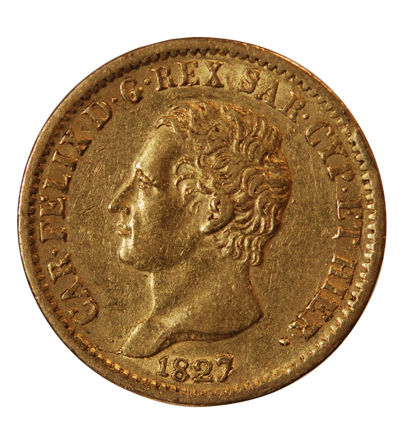 ITALIE, CHARLES FELIX﻿ - 20 LIRE OR 1827 TURIN