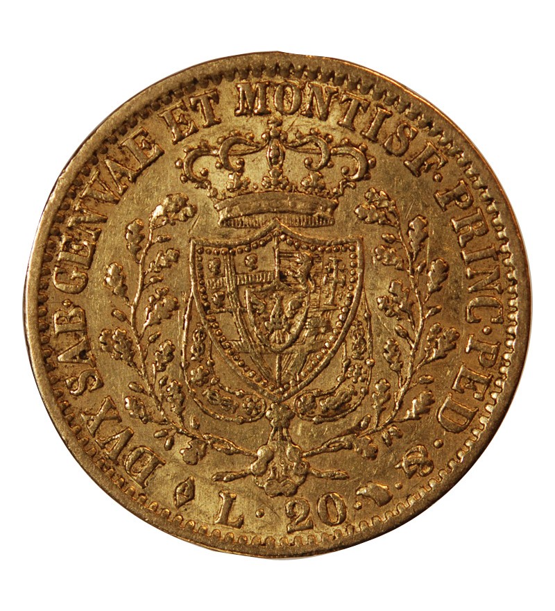 ITALIE, CHARLES FELIX﻿ - 20 LIRE OR 1827 TURIN