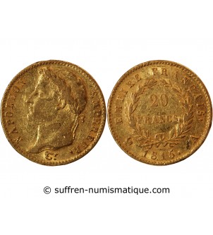 NAPOLEON Ier﻿ - 20 FRANCS OR 1815 A PARIS "100 Jours"