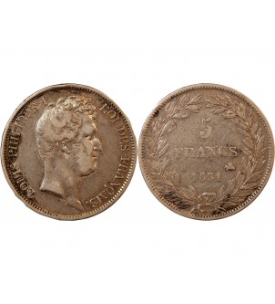 LOUIS PHILIPPE﻿ - 5 FRANCS ARGENT 1831 B ROUEN "Type Tiolier, Tr relief" 2