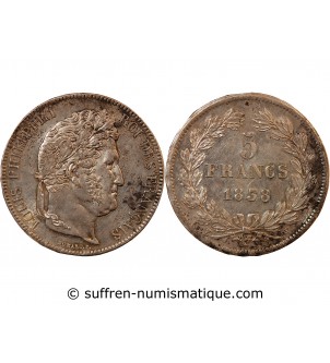 LOUIS PHILIPPE﻿ - 5 FRANCS ARGENT 1838 W LILLE "Type Domard, Tr relief"