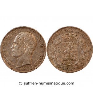 BELGIQUE, LEOPOLD Ier - 5 FRANCS ARGENT 1849