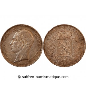 BELGIQUE, LEOPOLD Ier - 5 FRANCS ARGENT 1865