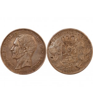 BELGIQUE, LEOPOLD Ier - 5 FRANCS ARGENT 1851 2