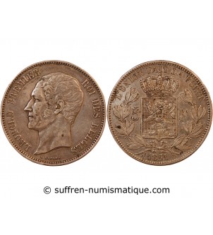 BELGIQUE, LEOPOLD Ier - 5 FRANCS ARGENT 1851