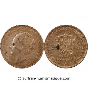 PAYS-BAS, WILHELMINA - 2 1/2 GULDEN ARGENT 1939