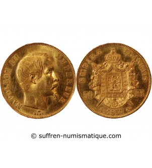 NAPOLEON III ﻿- 50 FRANCS OR 1857 A PARIS﻿  TETE NUE 1857 A PARIS﻿